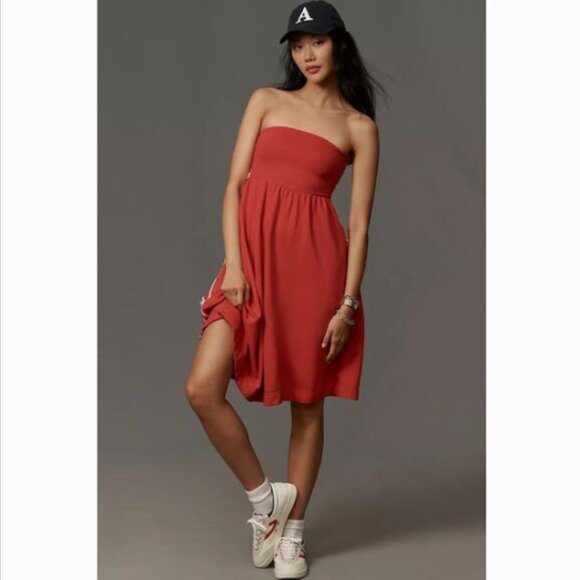 Brand New Daily Practice Strapless Side Bow Midi Dress - Picture 1 of 6